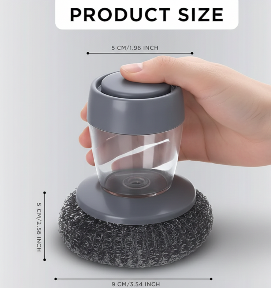 Soap Dispensing Dish Cleaning Brush | Built-In Liquid Dispenser Scrubber